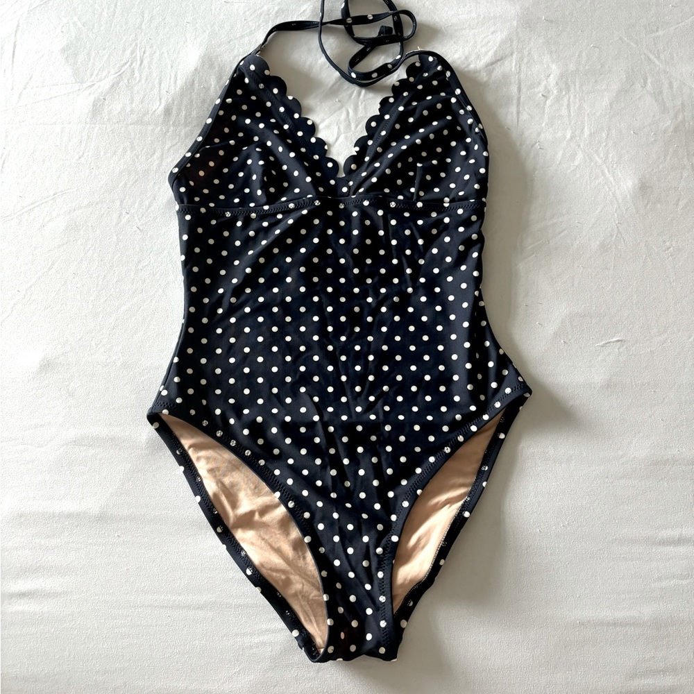 JCrew Sz, XS poke a dot blue and white bathing suit.